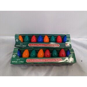 NOS Set of 16 ( 2 packs of 8) C7 1/2 Painted Matte Christmas Light Bulbs Cool